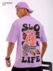 Shop Men Purple Oversized Fit Back Printed T-Shirt Online.