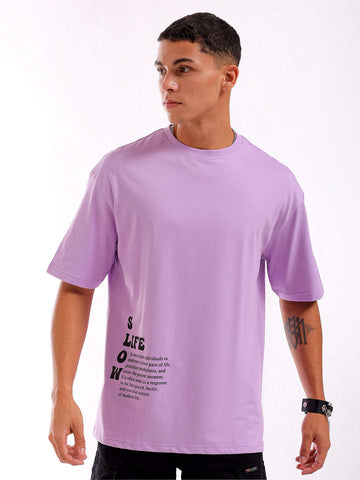 Shop Men Purple Oversized Fit Back Printed T-Shirt Online.
