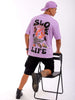 Shop Men Purple Oversized Fit Back Printed T-Shirt Online.
