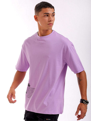 Shop Men Purple Oversized Fit Back Printed T-Shirt Online.