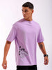 Shop Men Purple Oversized Fit Back Printed T-Shirt Online.