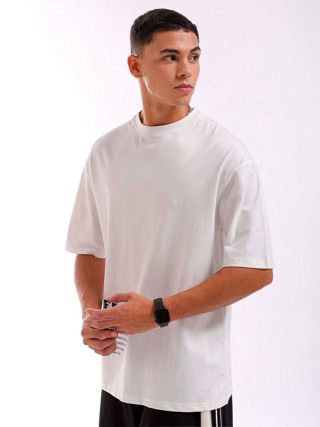 Shop Men White Oversized Fit Back Printed T-Shirt Online.