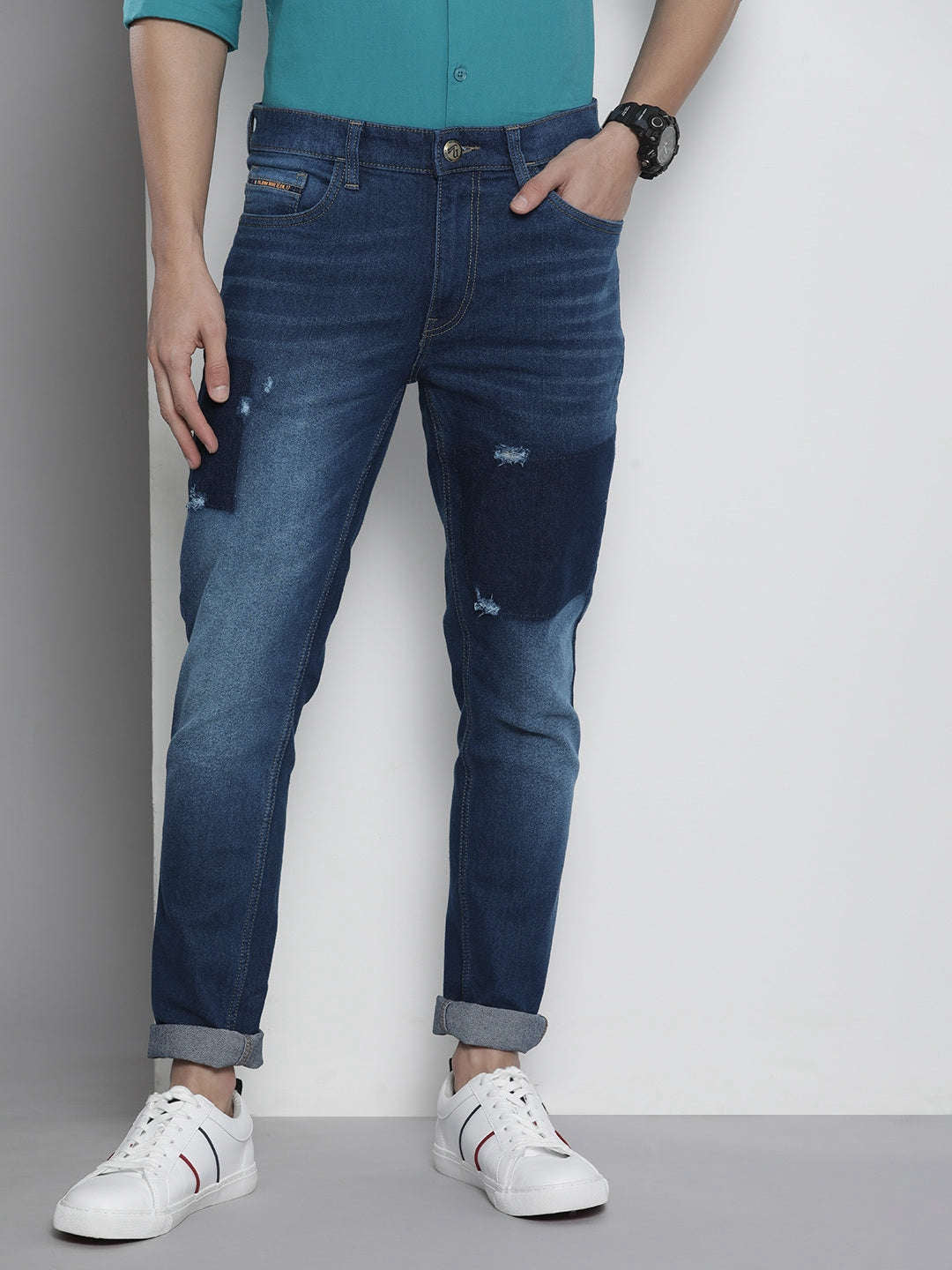 Shop Men Solid Regular Fit Jeans Online.