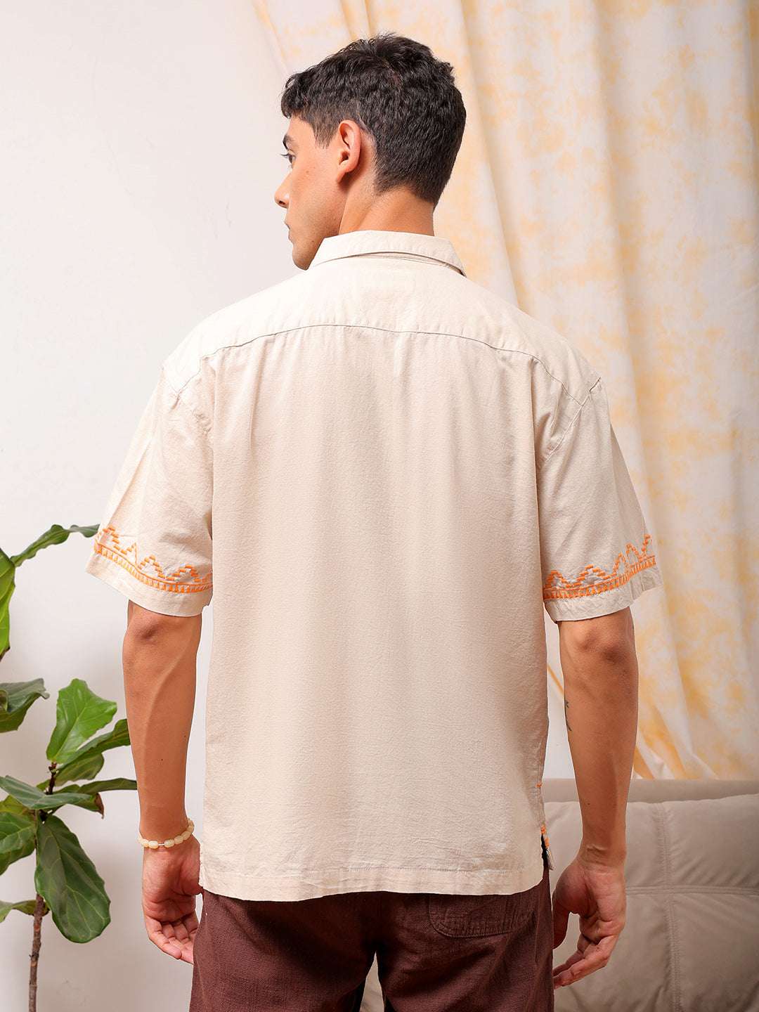 Shop Men Embroidered Relaxed Fit Resort Wear Shirt Online.