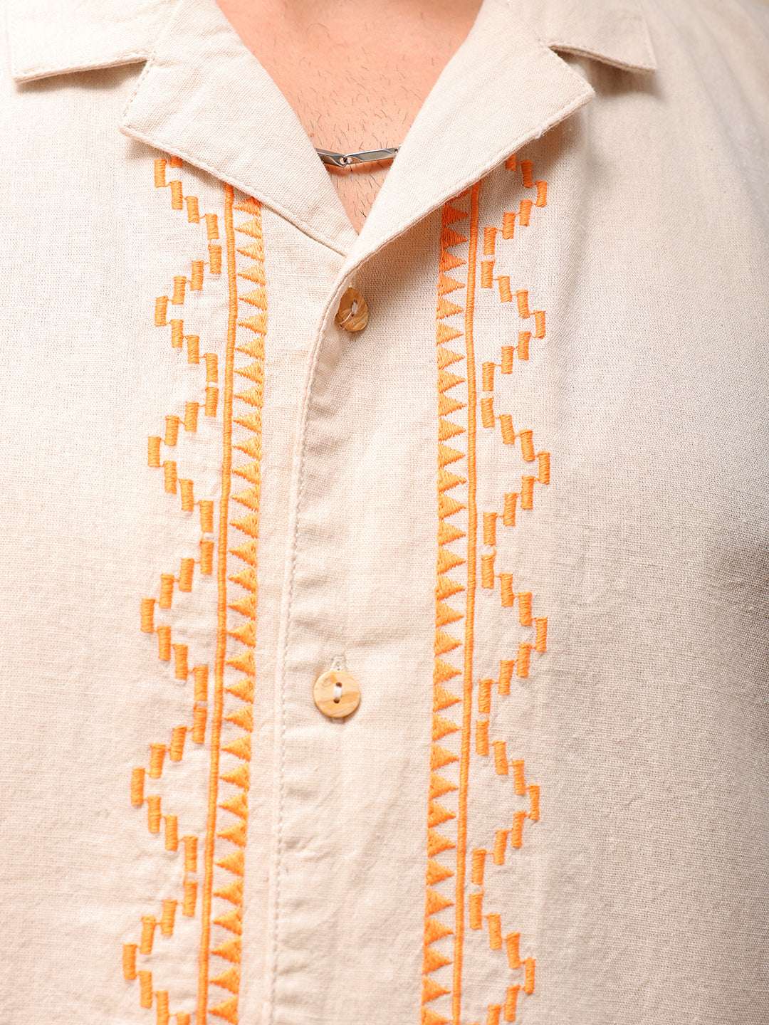 Shop Men Embroidered Relaxed Fit Resort Wear Shirt Online.