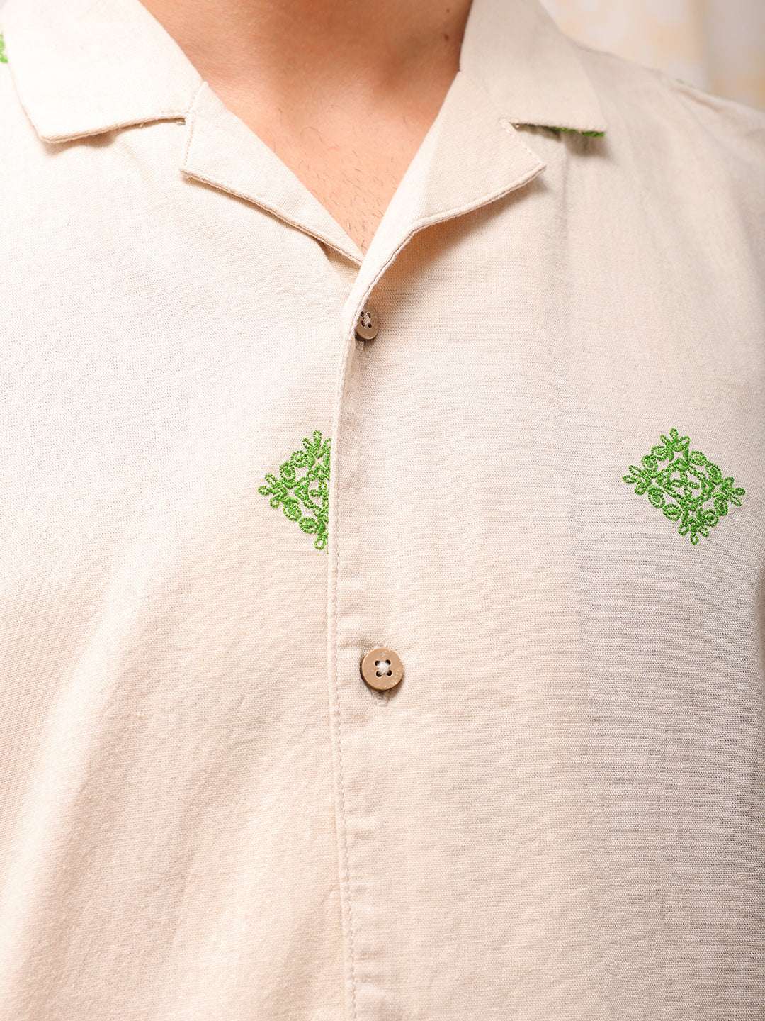 Shop Men Embroidered Relaxed Fit Resort Wear Shirt Online.