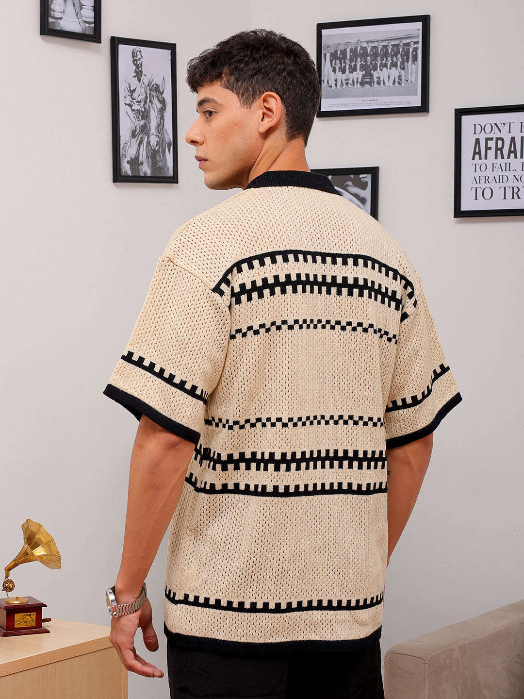 Shop Men's Crochet Relaxed Fit Shirt Online.