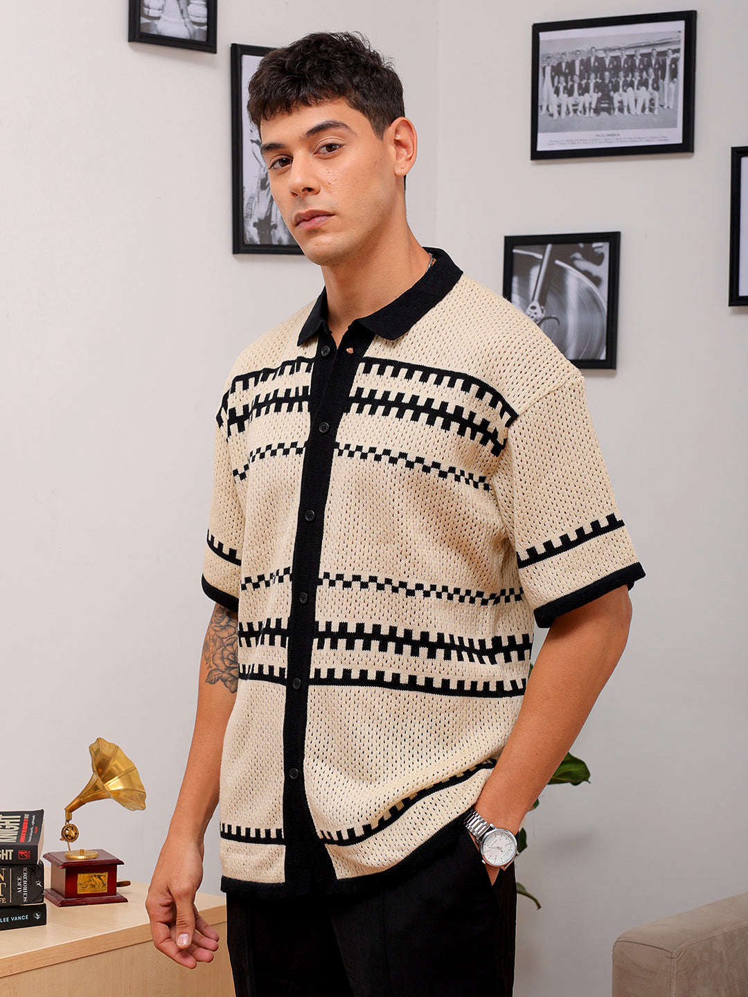 Shop Men's Crochet Relaxed Fit Shirt Online.