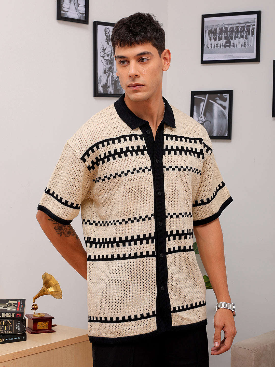 Shop Men's Crochet Relaxed Fit Shirt Online.