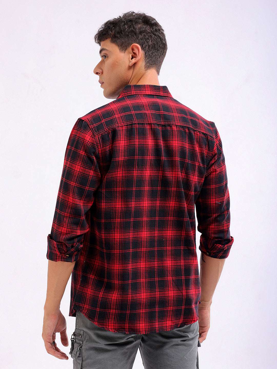 Shop Men's Checked Slim Fit Shirt Online.