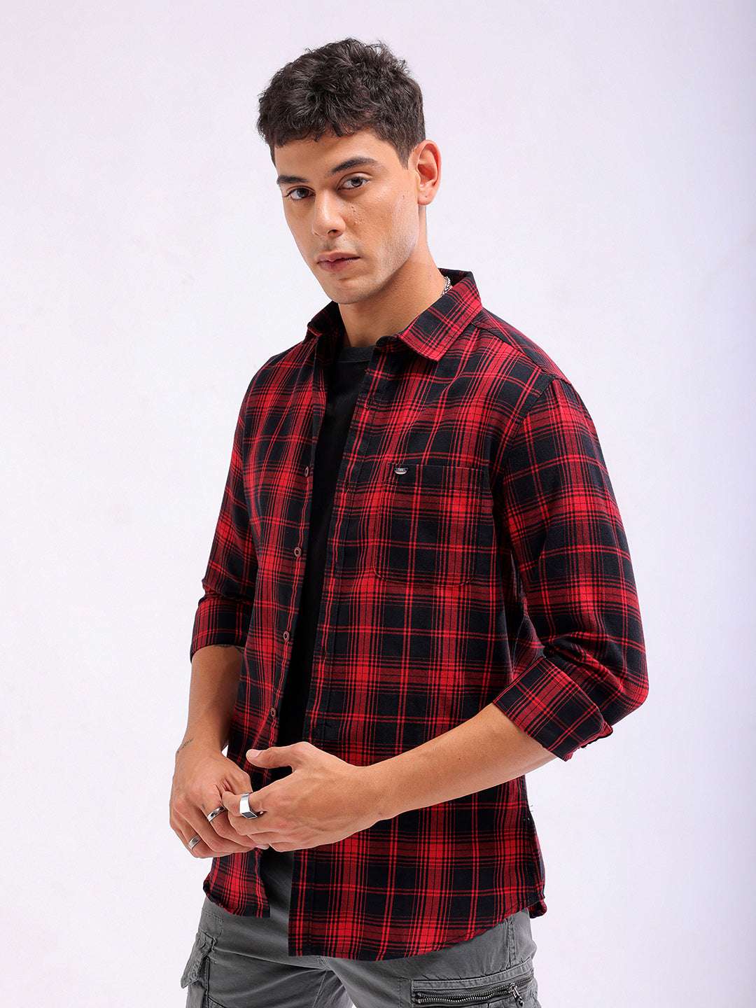 Shop Men's Checked Slim Fit Shirt Online.