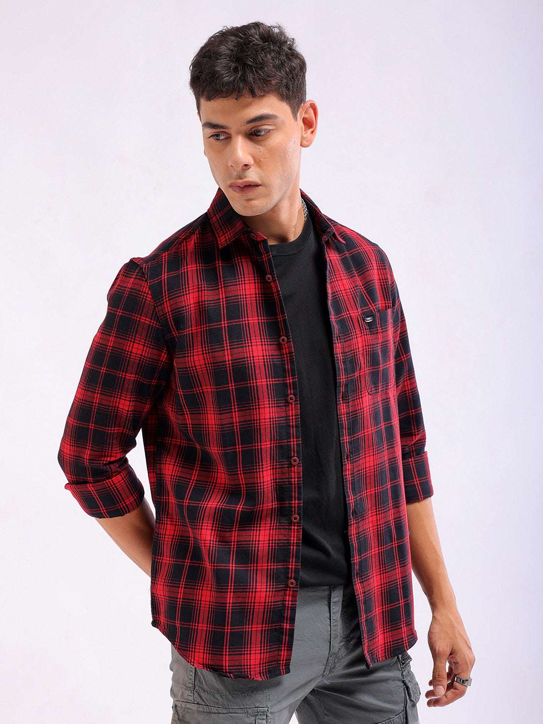 Shop Men's Checked Slim Fit Shirt Online.