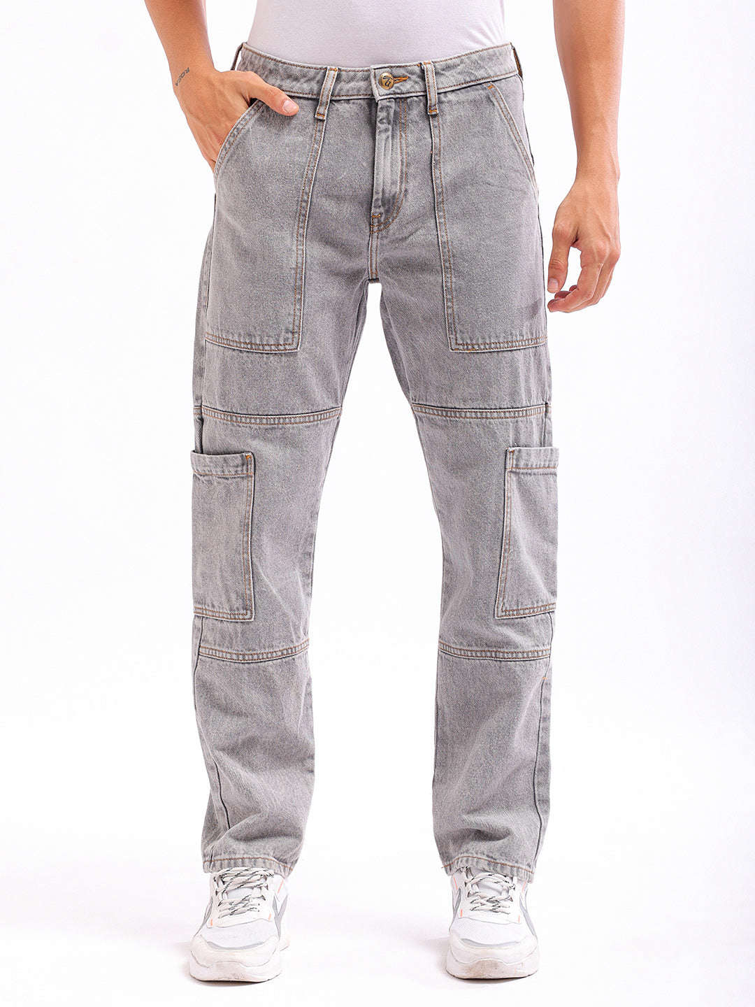 Shop Men's Solid Dad Fit Jeans Online.