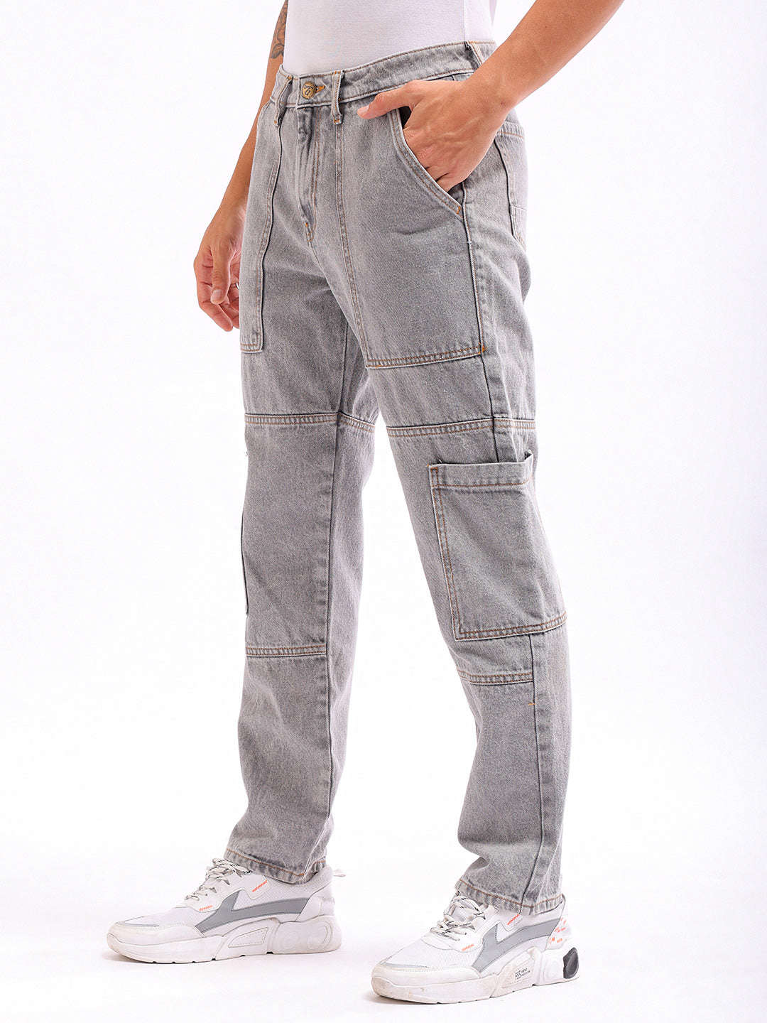 Shop Men's Solid Dad Fit Jeans Online.