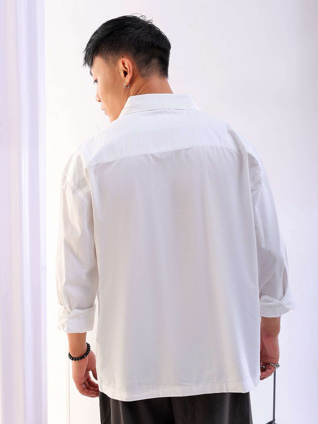 Shop Men Solid Korean Loose Fit Shirt Online.