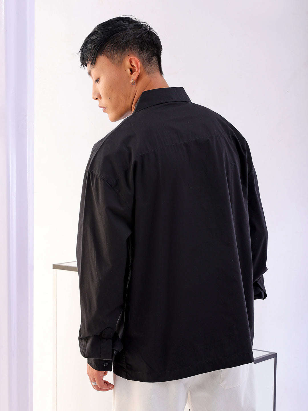 Shop Men Solid Korean Loose Fit Shirt Online.