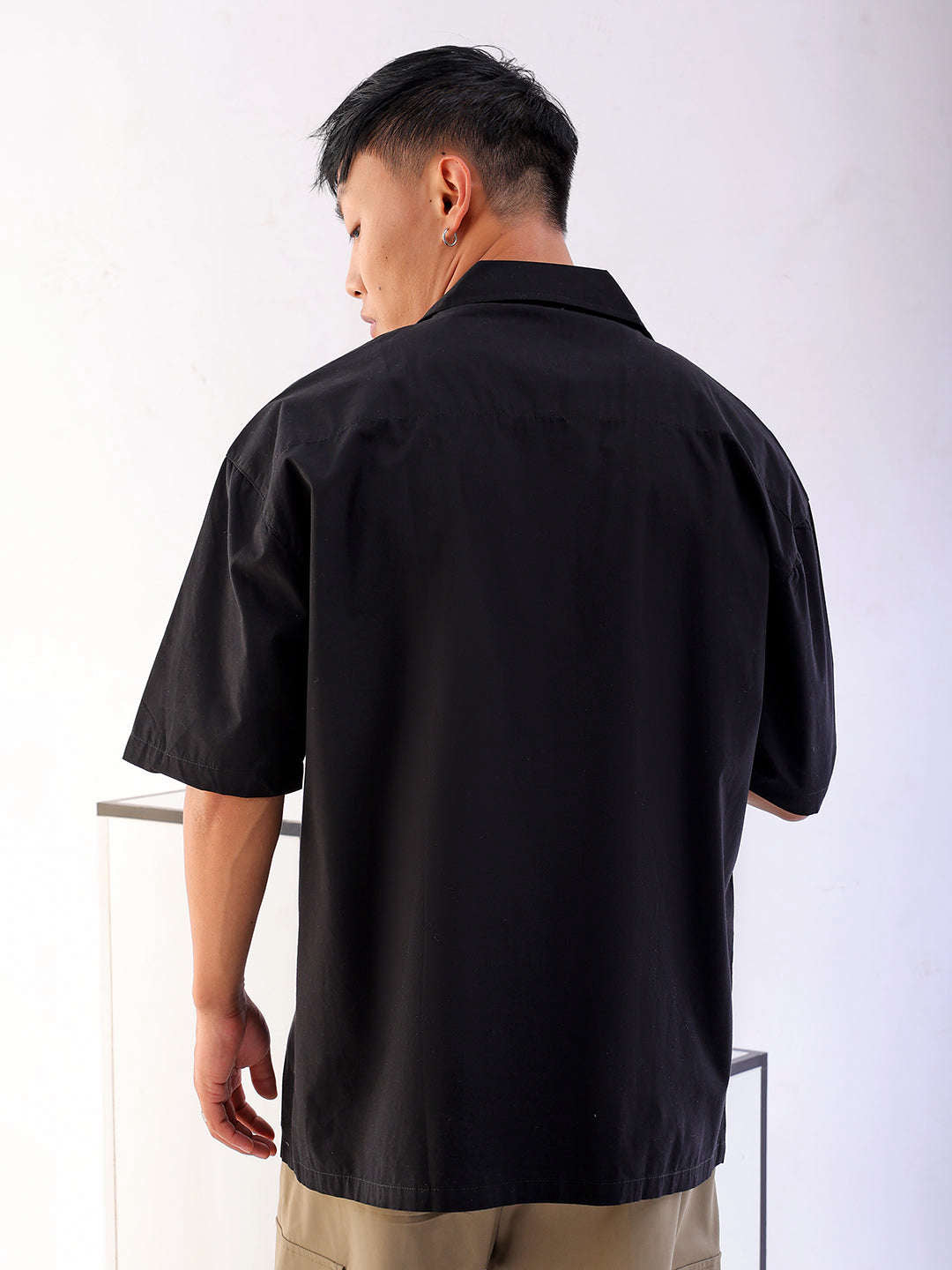 Shop Men Solid Korean Loose Fit Shirt Online.