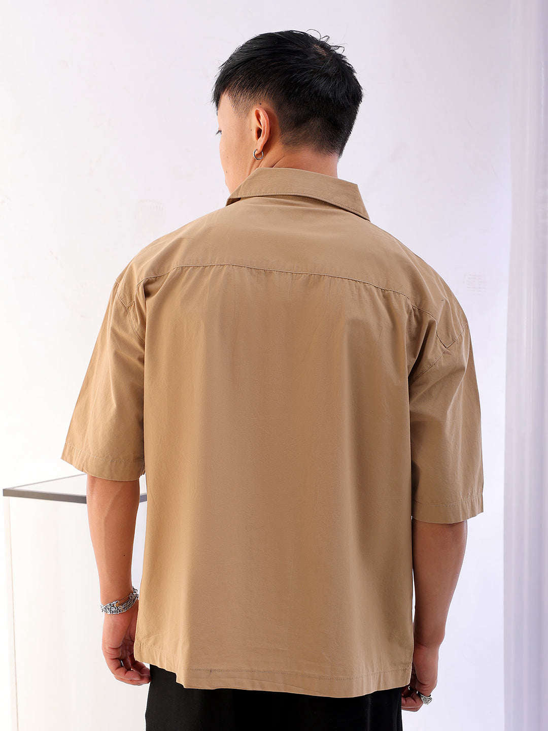 Shop Men Solid Korean Loose Fit Shirt Online.