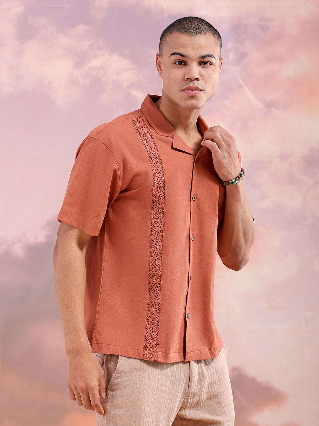 Shop Men Solid Relaxed Fit Resort Wear Shirt Online.