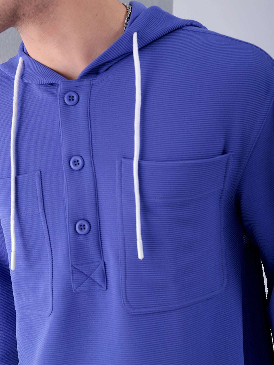 Shop Men Violet Regular Fit Solid Casual Hooded Shirt Online.