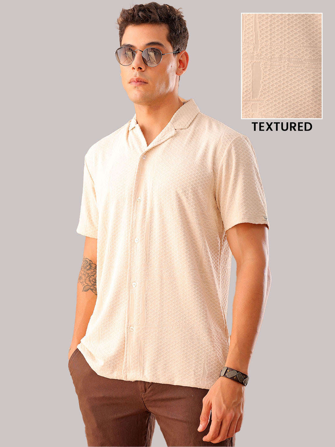 Shop Men's Textured Relaxed Fit Shirt Online.