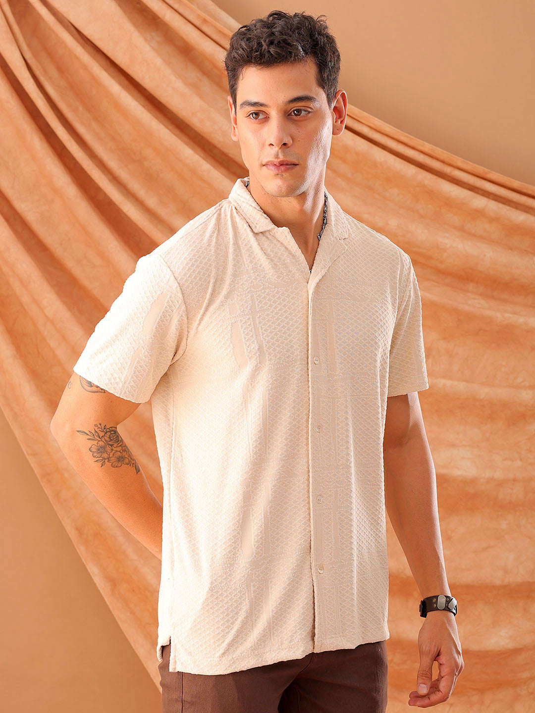 Shop Men's Textured Relaxed Fit Shirt Online.