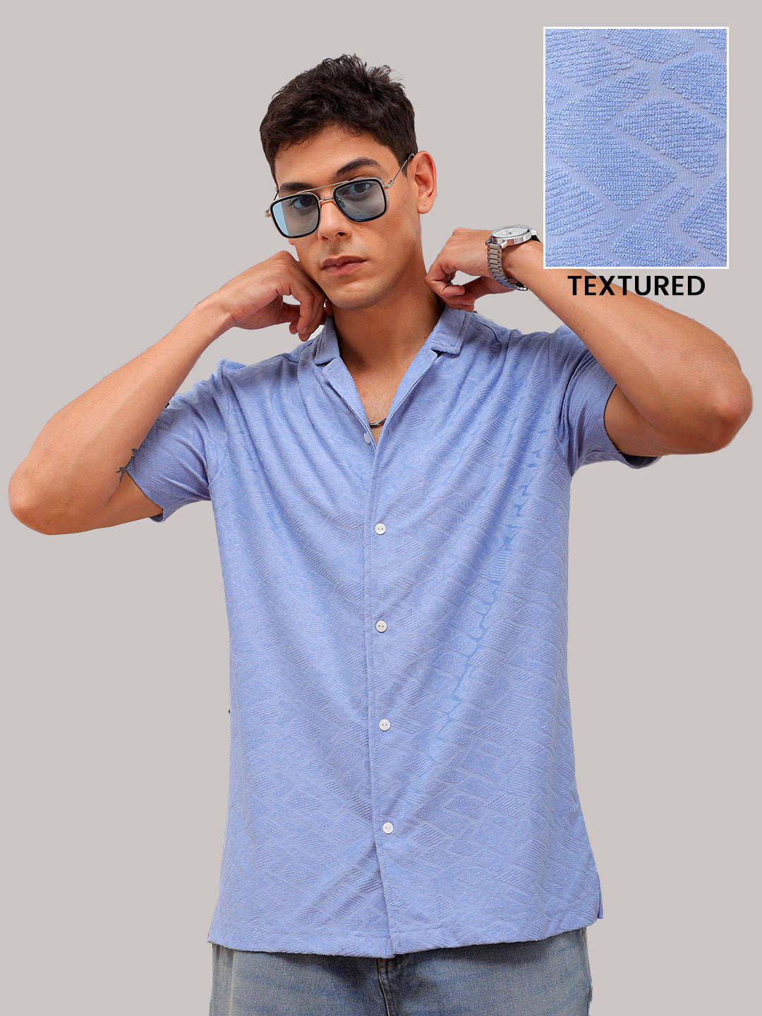 Shop Men's Textured Relaxed Fit Shirt Online.