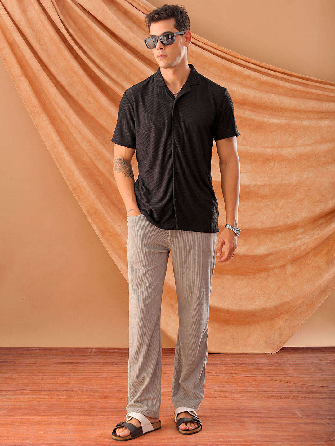 Shop Men's Textured Slim Fit Shirt Online.