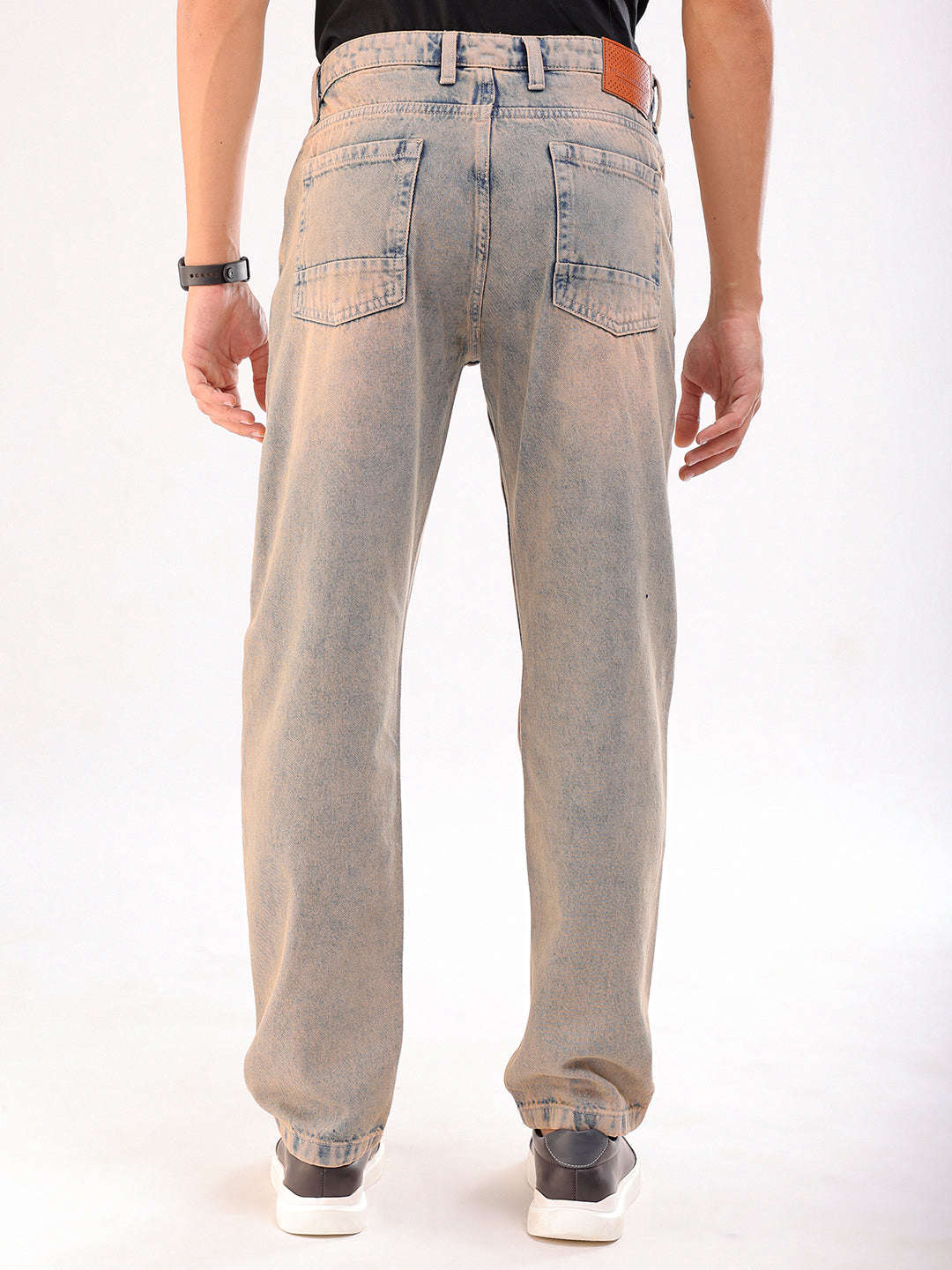 Shop Men Blue Paint Splash G361 Vintage Straight Fit Jeans Online.