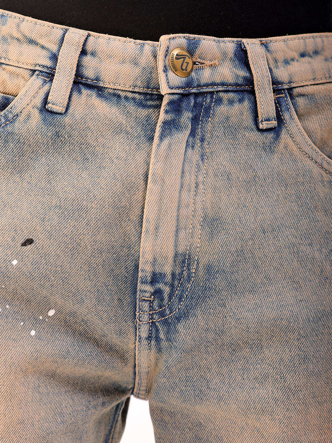 Shop Men Blue Paint Splash G361 Vintage Straight Fit Jeans Online.