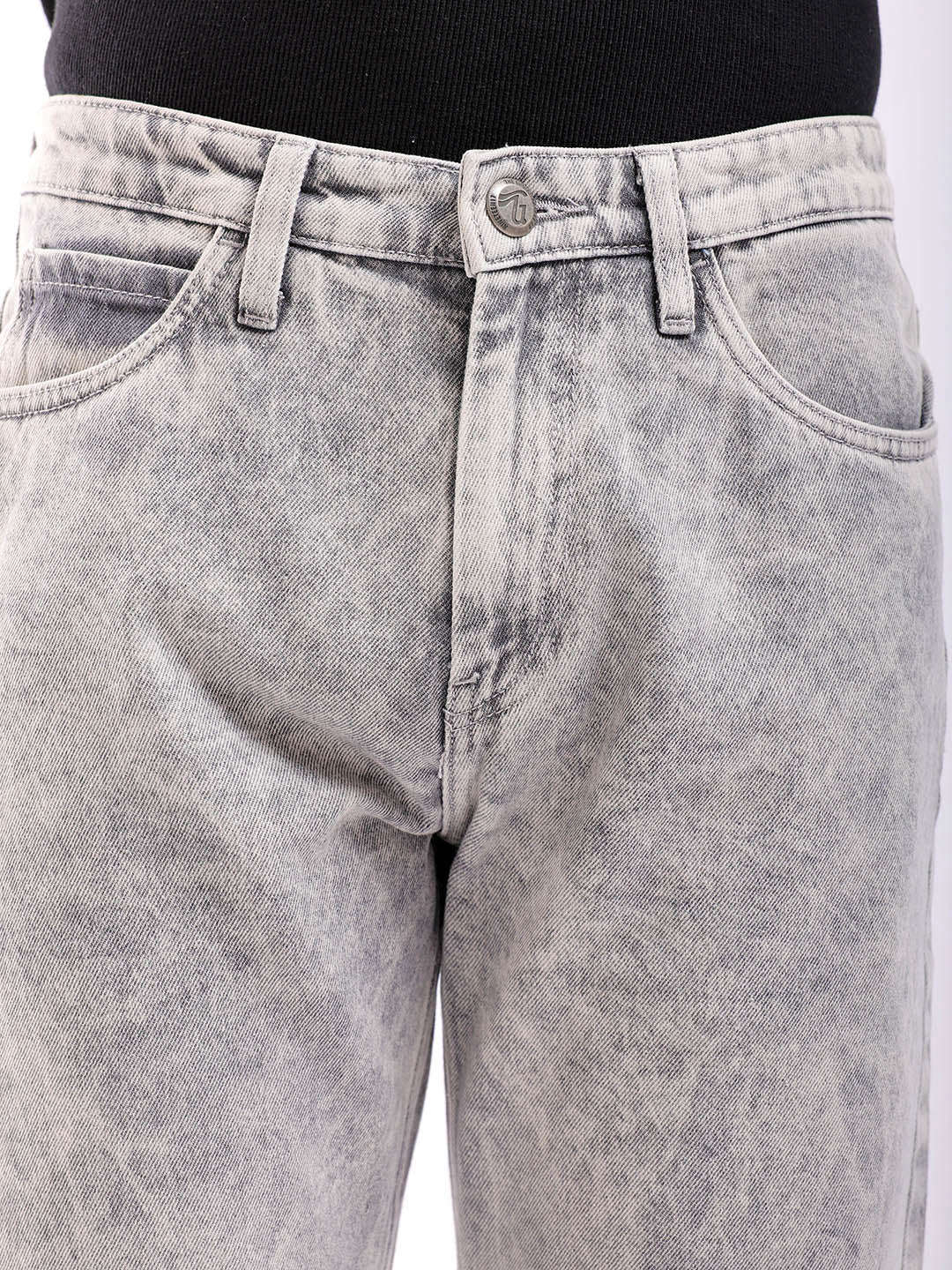 Shop Men Light Grey Solid G361 Vintage Straight Fit Jeans Online.