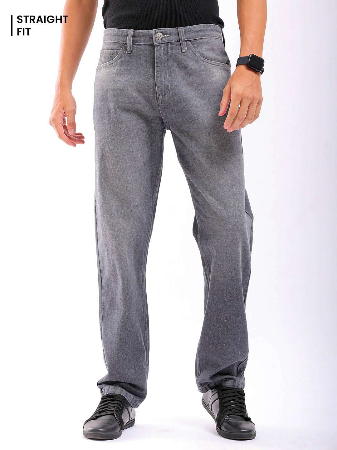 Shop Men Grey Solid G361 Vintage Straight Fit Jeans Online.