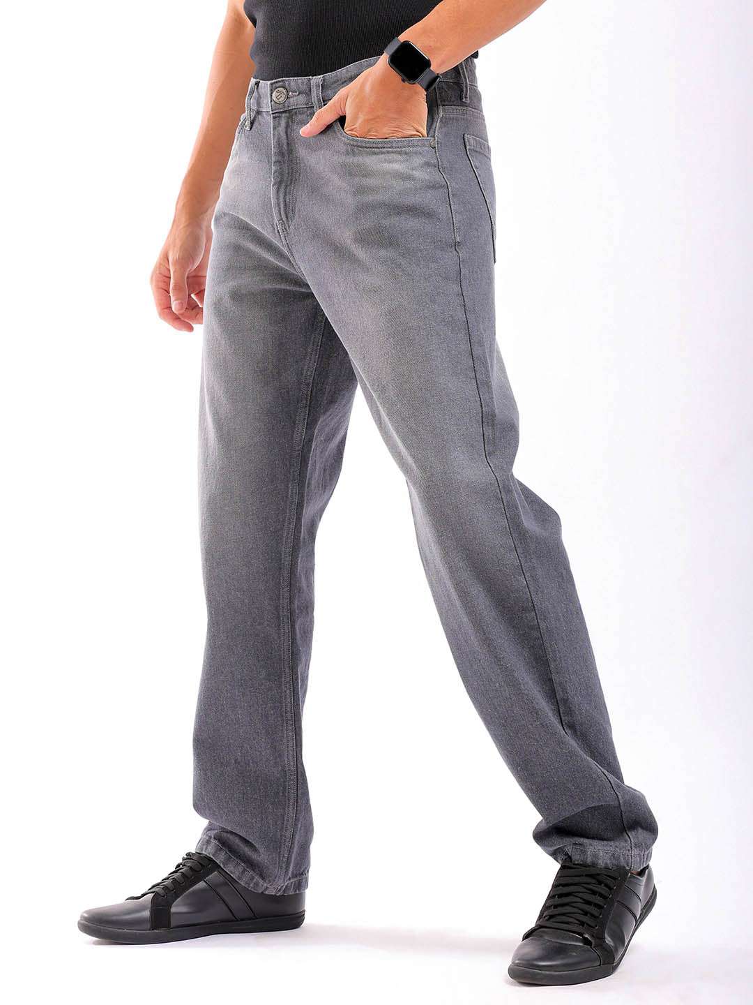 Shop Men Grey Solid G361 Vintage Straight Fit Jeans Online.