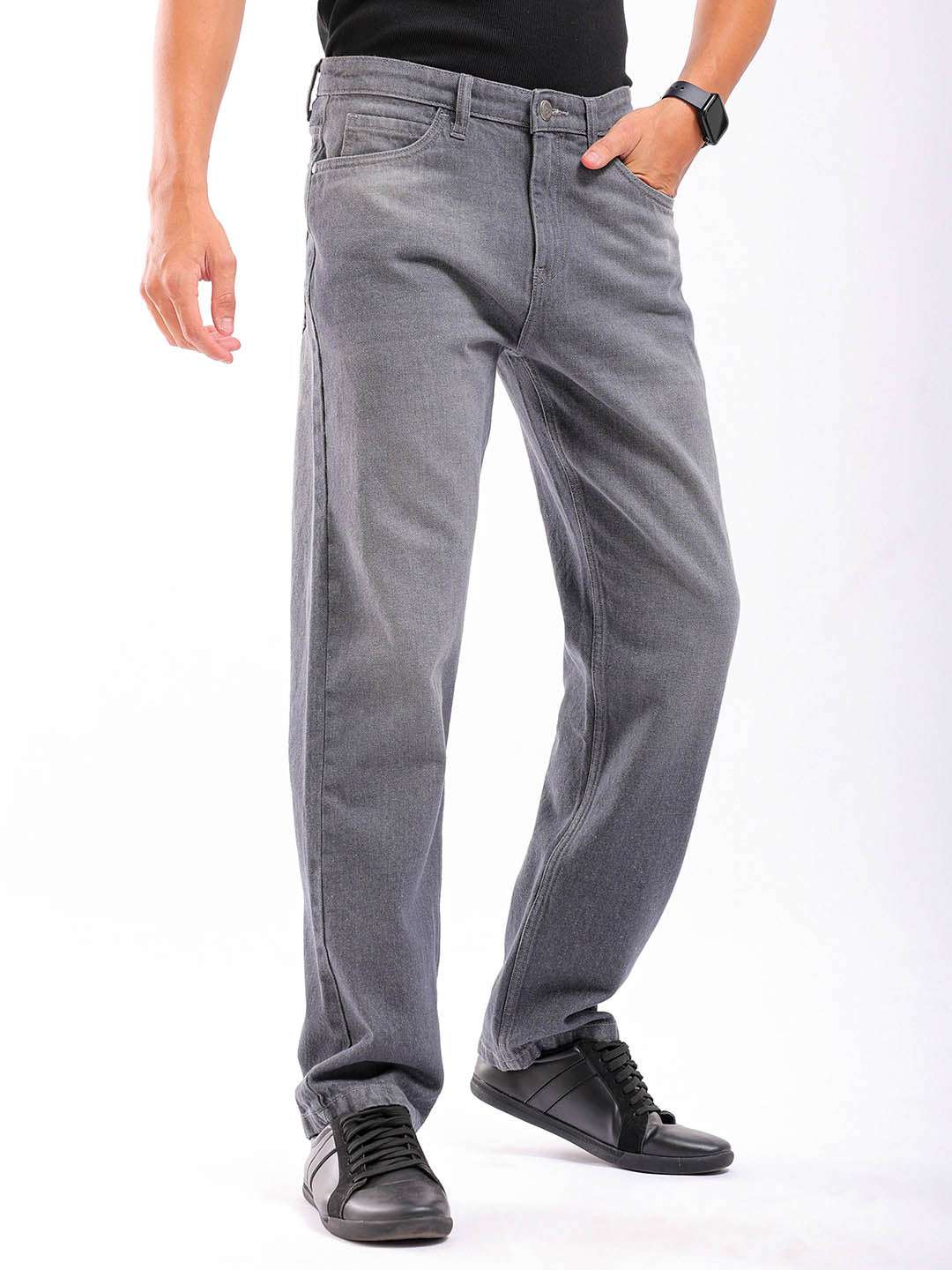 Shop Men Grey Solid G361 Vintage Straight Fit Jeans Online.