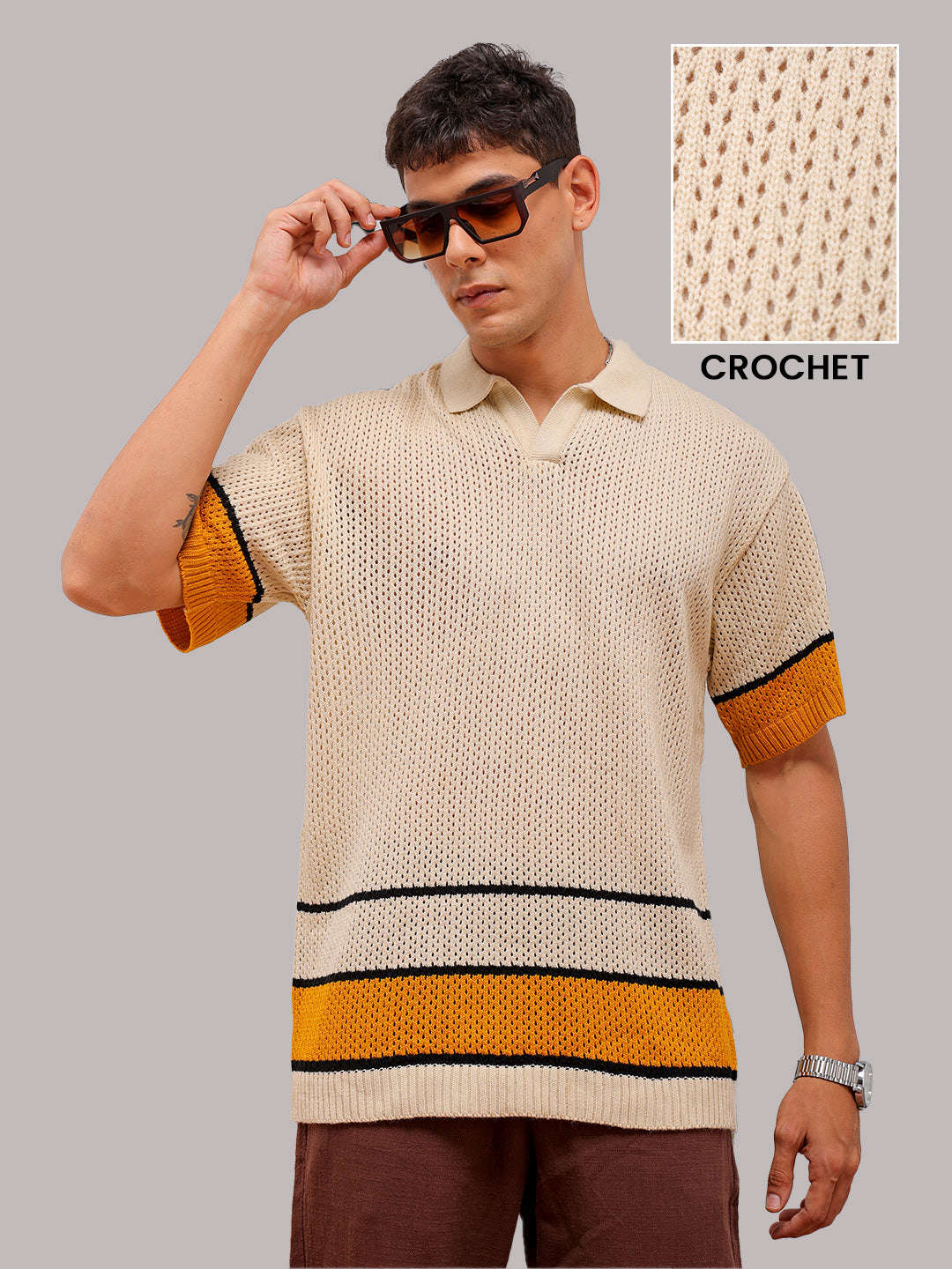 Shop Men's Crochet Relaxed Fit Shirt Online.