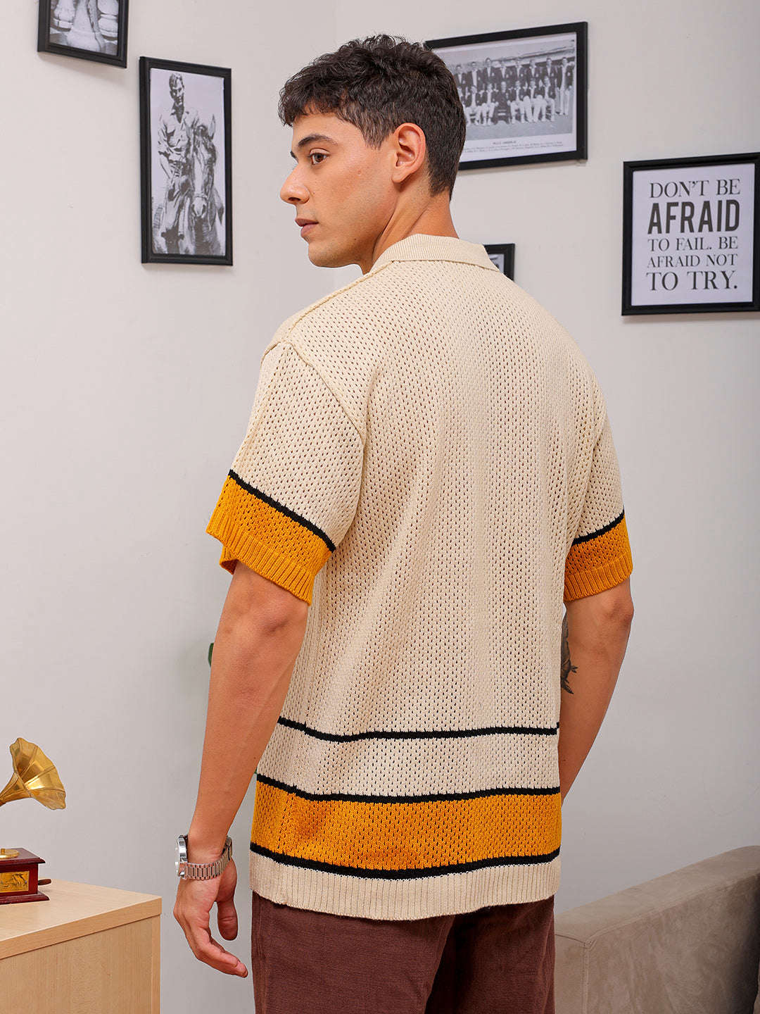 Shop Men's Crochet Relaxed Fit Shirt Online.