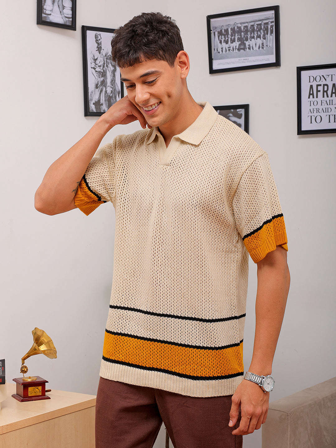 Shop Men's Crochet Relaxed Fit Shirt Online.