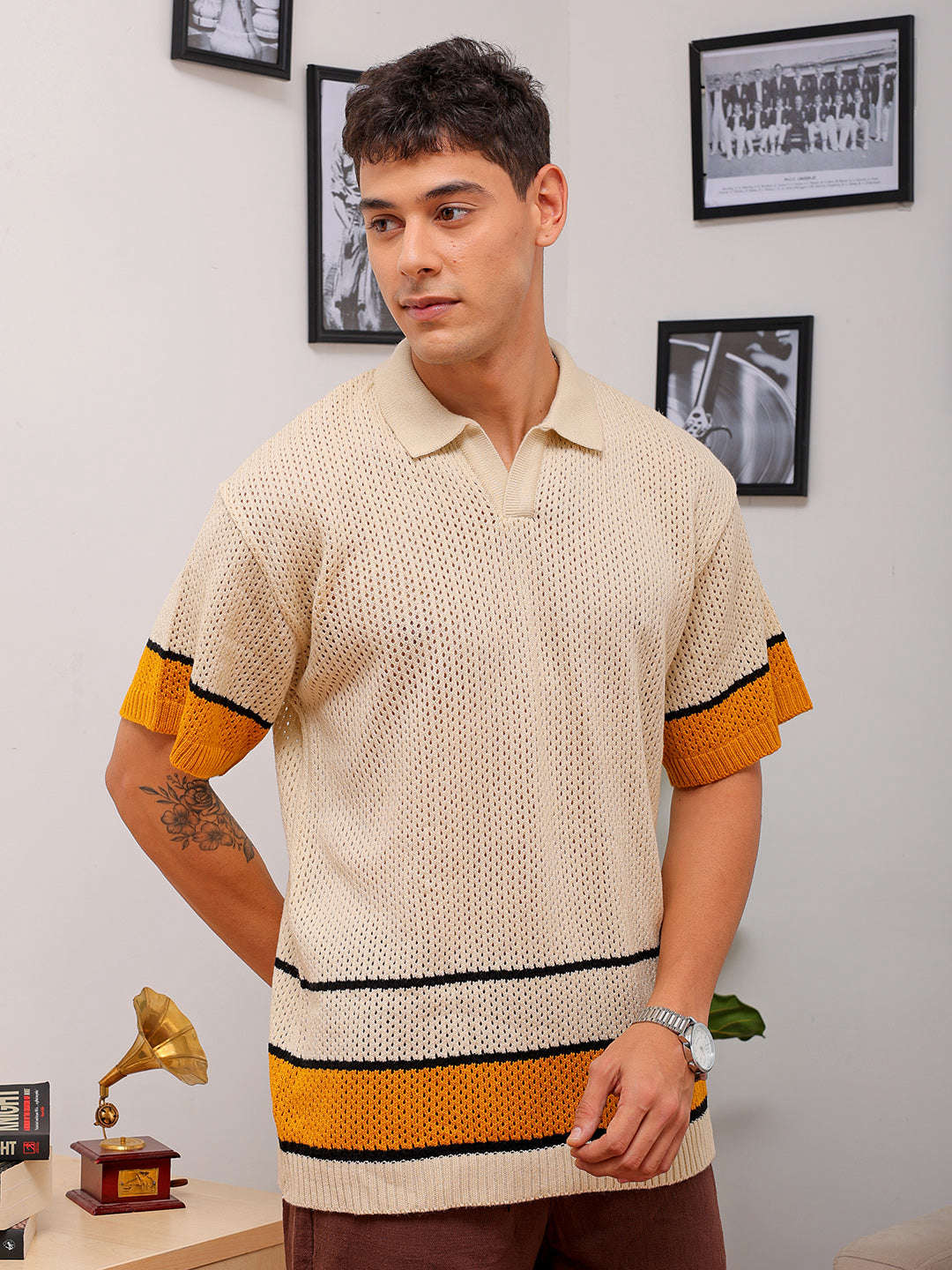 Shop Men's Crochet Relaxed Fit Shirt Online.