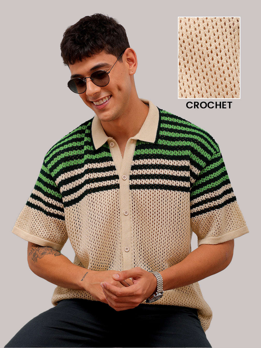 Shop Men's Crochet Relaxed Fit Shirt Online.