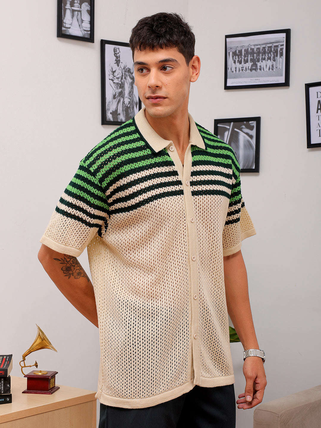 Shop Men's Crochet Relaxed Fit Shirt Online.