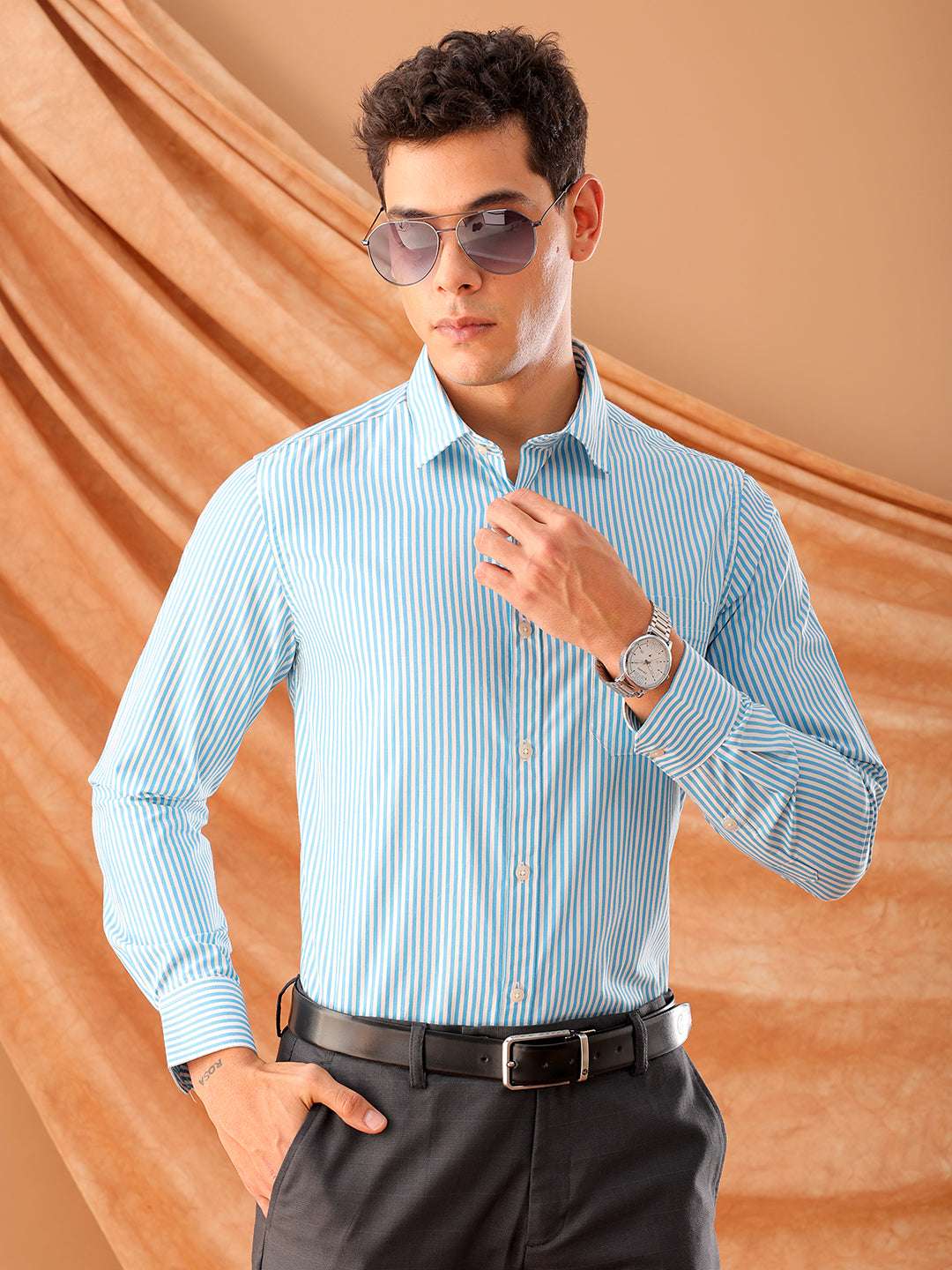 Shop Men's Striped Slim Fit Shirt Online.