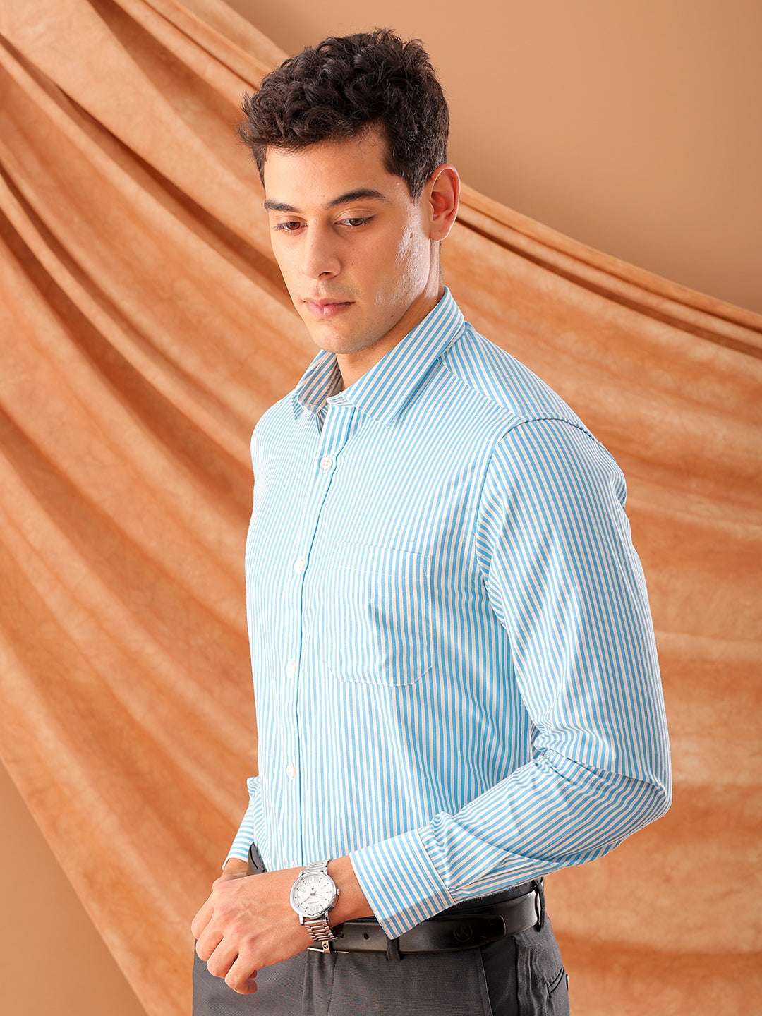 Shop Men's Striped Slim Fit Shirt Online.