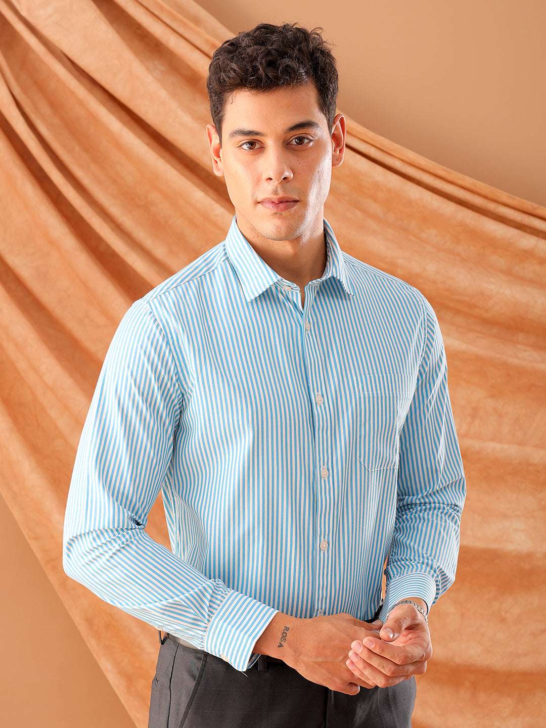 Shop Men's Striped Slim Fit Shirt Online.