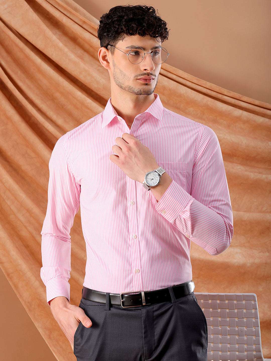 Shop Men's Striped Slim Fit Shirt Online.