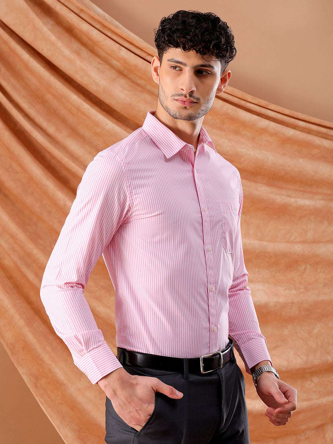 Shop Men's Striped Slim Fit Shirt Online.