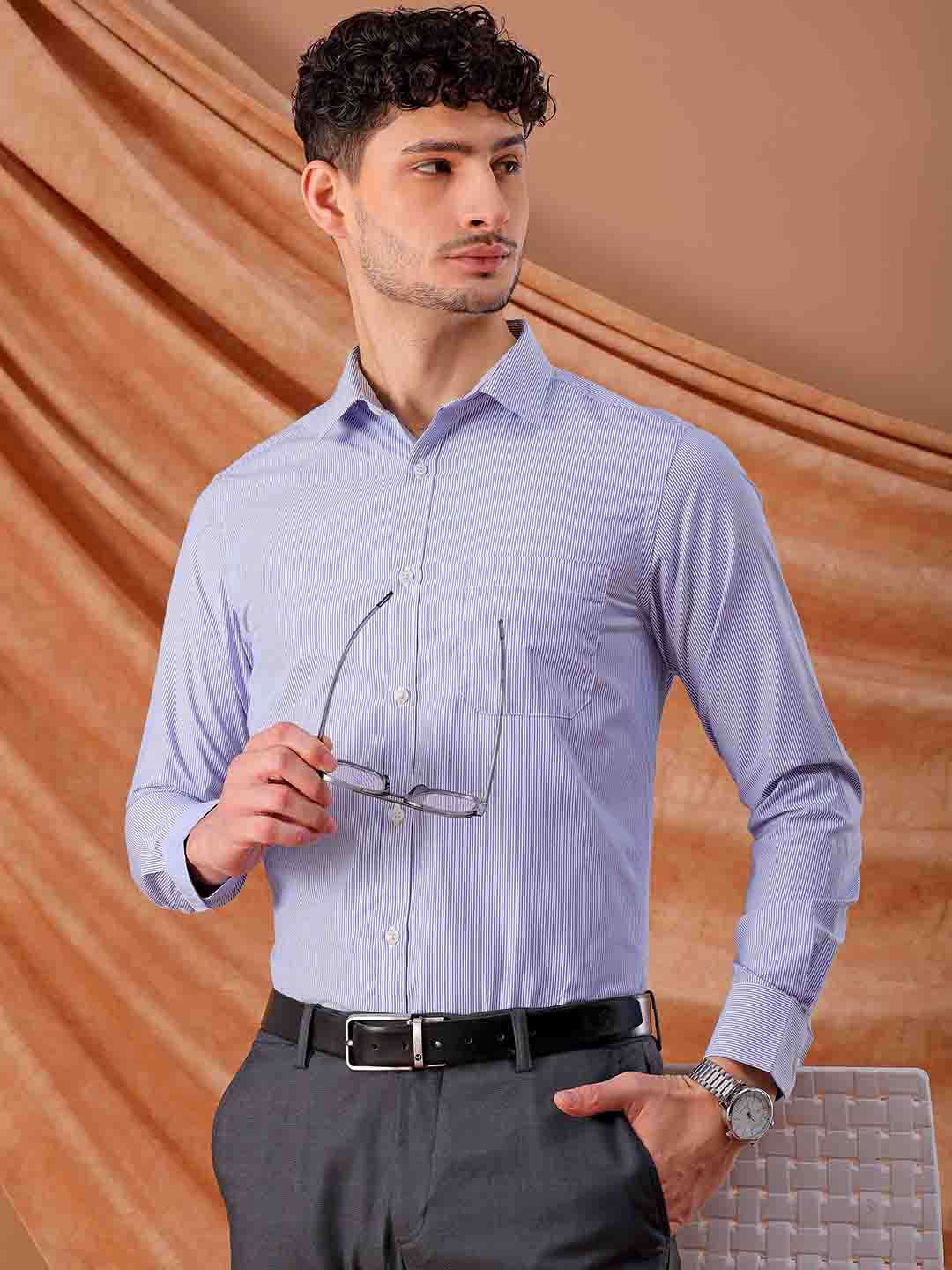 Shop Men's Striped Slim Fit Shirt Online.