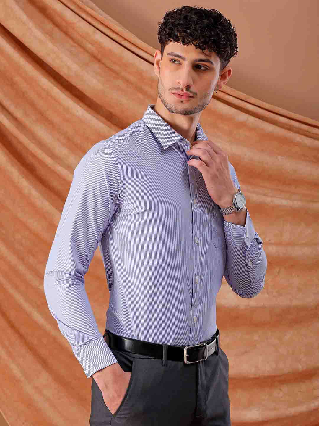 Shop Men's Striped Slim Fit Shirt Online.