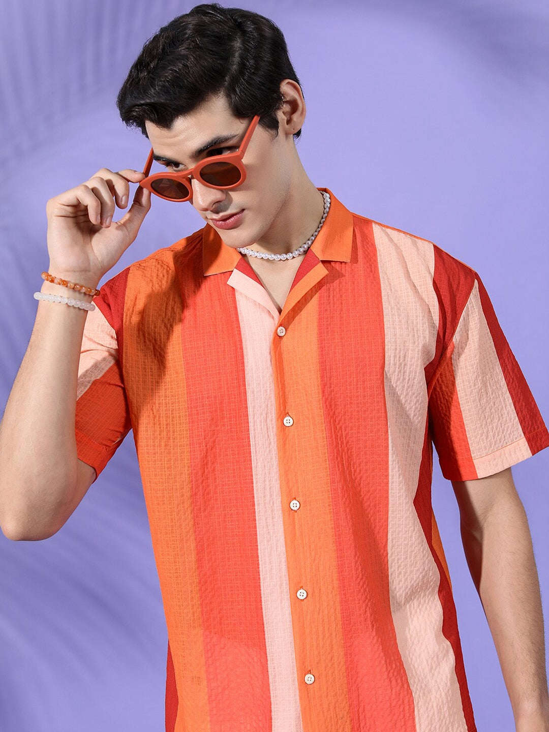 Shop Men Striped Resort Wear Shirt Online.