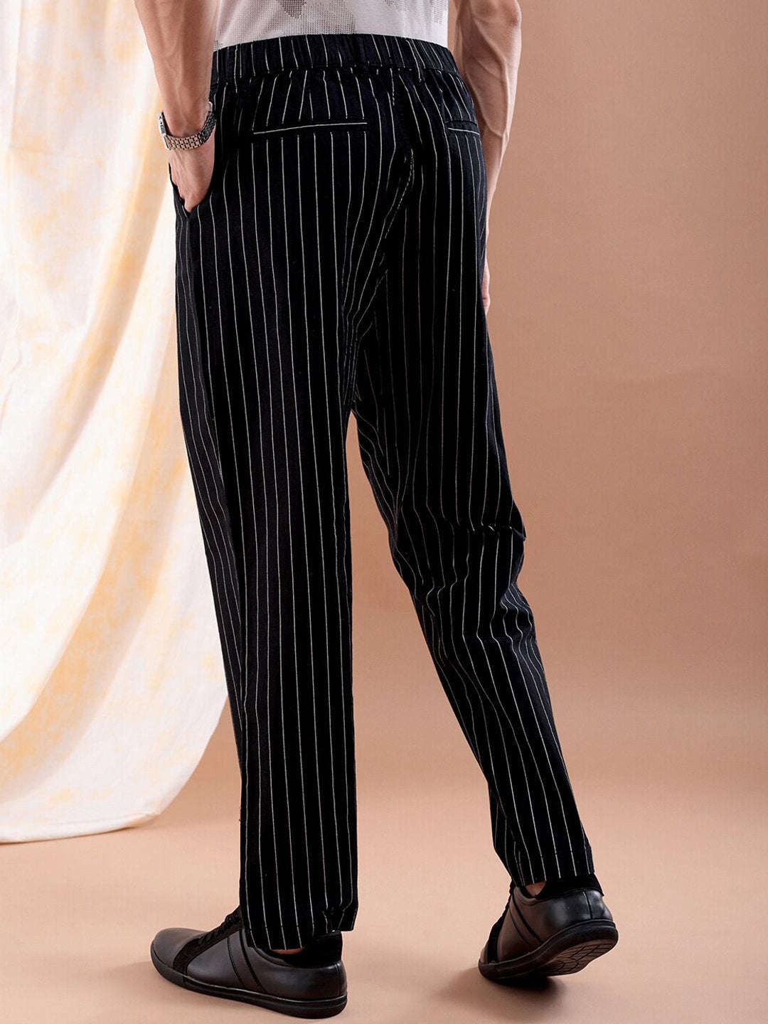 Shop Men Vertical Stripes Trouser Online.