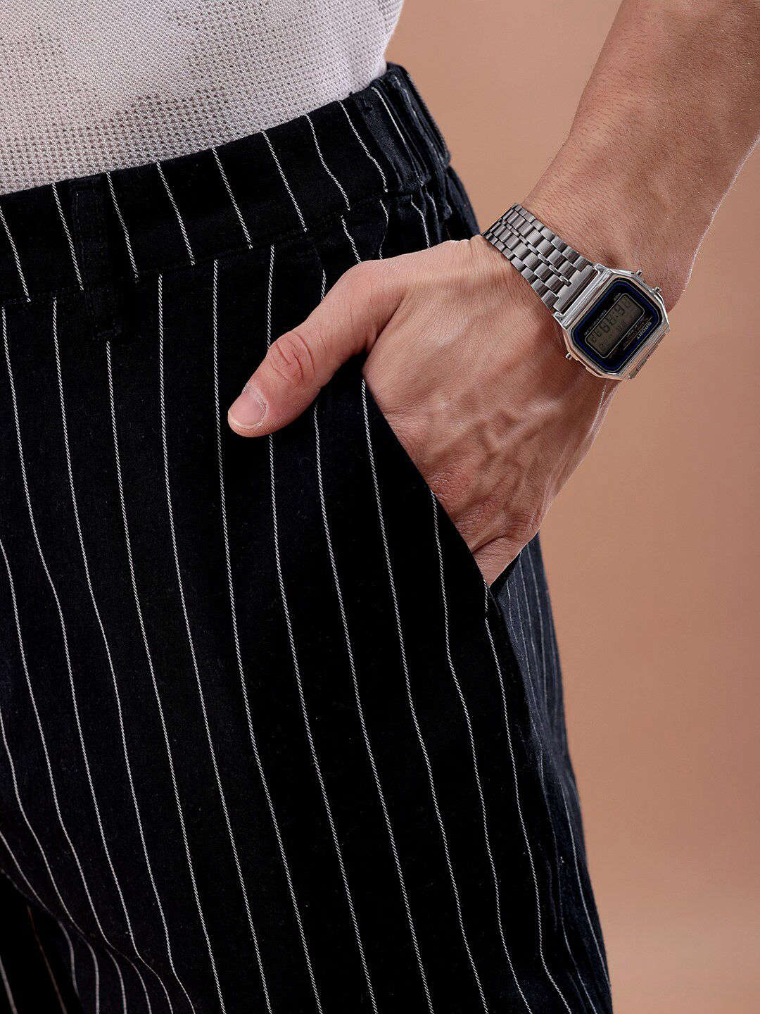 Shop Men Vertical Stripes Trouser Online.